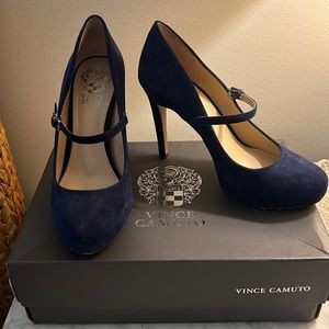 Vince Camuto Beverly platform Mary Jane pumps. Worn once to an event. EUC. Navy